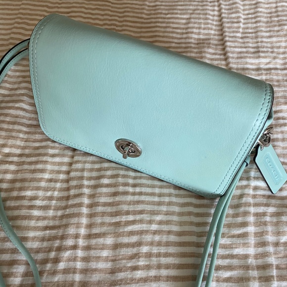 Coach Legacy Penny Leather Crossbody Shoulder Bag, Pale Green, Mint Green - Picture 6 of 10